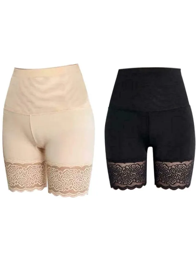 Vivva 2 Stuks Shapewear Dames - Hoge Taille - Corrigerend Ondergoed - Zwart + Beige- LACYFIT
