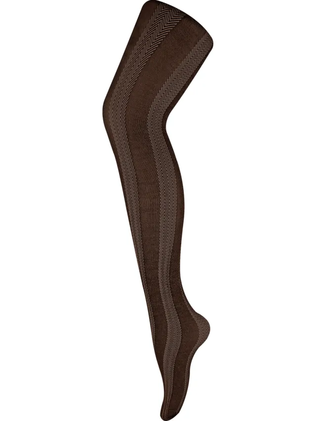 Sock Snob Dames80 denier ondoorzichtig patroon panty's - Stripe Bruin