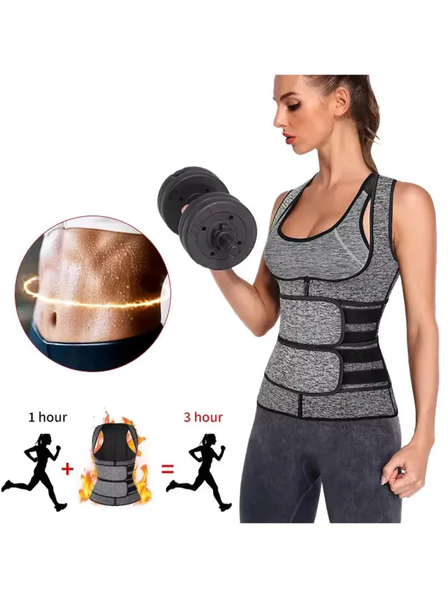 OUTARO Shapewear voor mannen en vrouwen - Zweetafslankende shapewear - Ritsvest met dubbele tailleondersteuning - Corrigerende kleding - Sterke buikverstrakking - Rugondersteuning - Rugverstrakking - Tailleverstrakking - Buikband