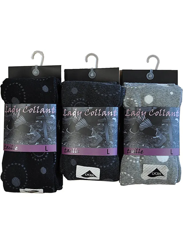 inter socks Dames collant 80% katoen- fantasie boules- 5 stuks - assortiment kleuren