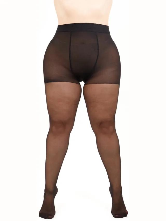 Giulia Panty - Mollie 20 - Grote Maten - Plus Size - Maatje Meer - Zijde Glans - Korte Benen - 20 Den - 4XL - Zwart