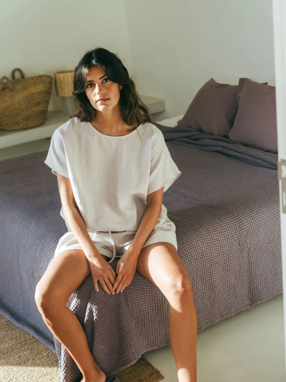 AmourLinen dames vegan Pyjamaset Cloud Nine Crème, foto 2