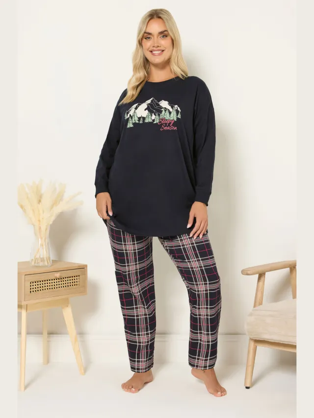 Yours Blue 'Sleep Season' Geruite Pyjama Cadeauset-48