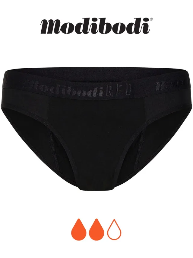 Modibodi Menstruatie Ondergoed Normaal Absorberend Tiener Hipster Bikinislip Normaal Zwart Y14-16