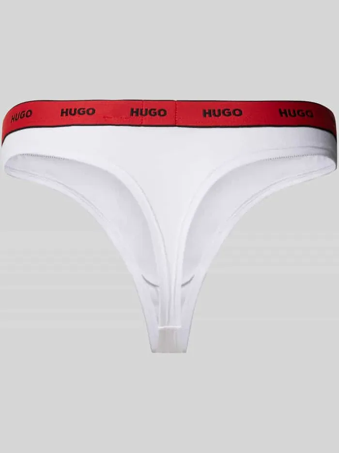 Hugo String met elastische band met label, model 'Carousel' wit, foto 3