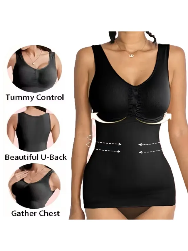 Cheaperito Dames Shapewear Top met Buikcontrole – Naadloze Corrigerende Tanktop – Zwart – Maat L – Tummy Control & Houdingscorrectie – Comfortabele Stretch Shaper