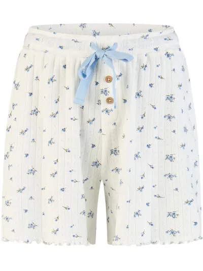 By Louise Dames korte pyjama set shortama lichtblauw/wit gebloemd, foto 2
