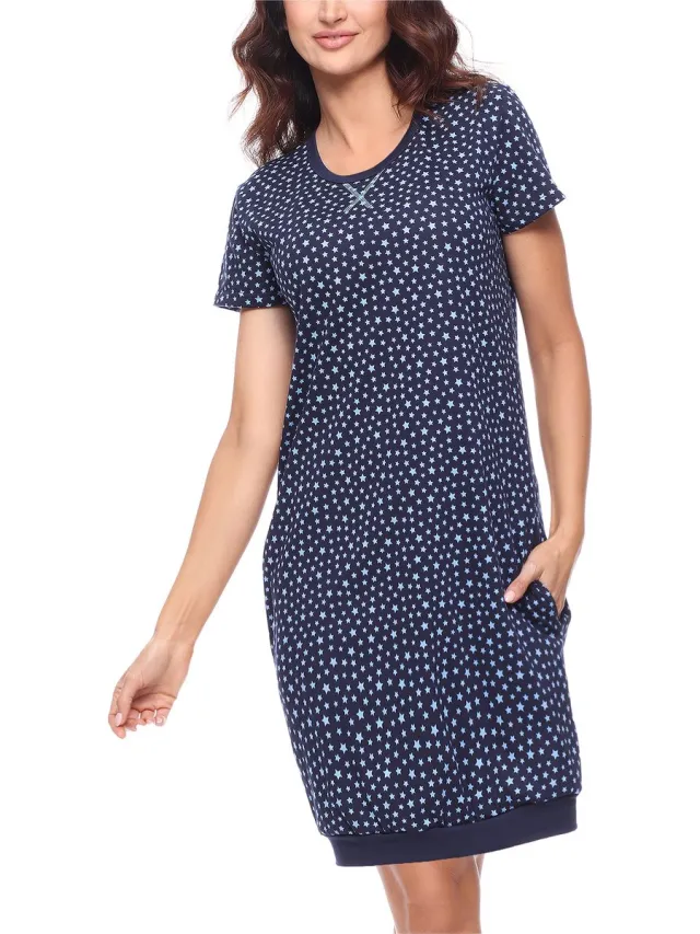 Merry Style Dames Pyjama - Korte mouwen – Katoen – Marine Sterren – S - MS-MS10-184-ND