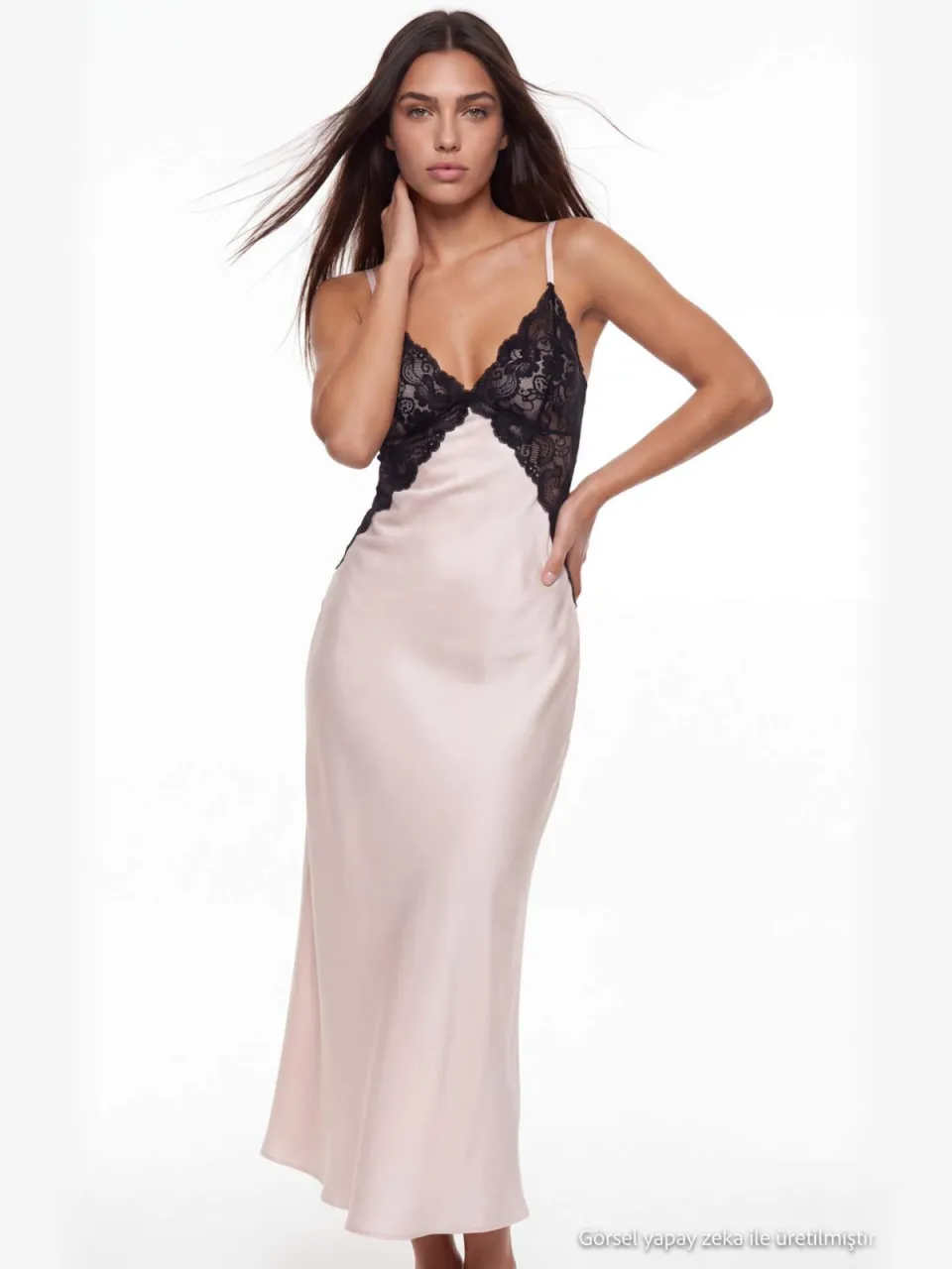 Trendyol TRENDYOLMİLLA Dames Ecru Effen Maxi Mouwloos Regular fit Nachthemden