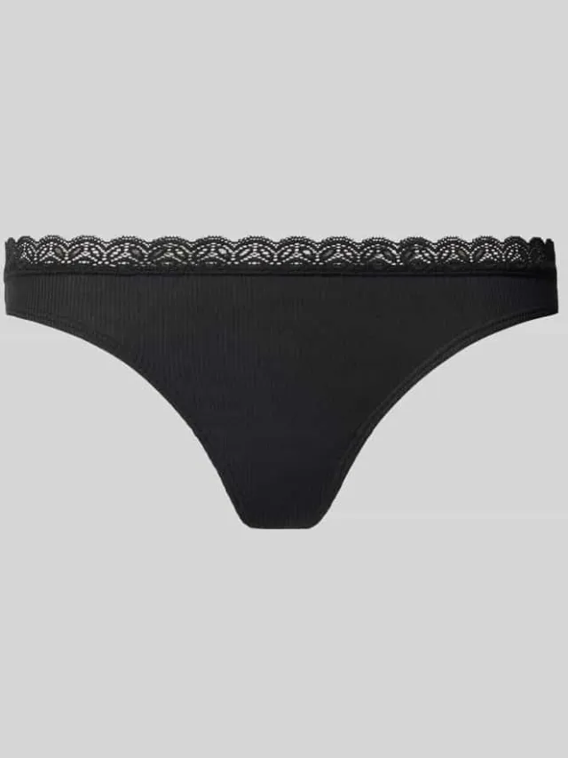 Jake*s Casual String van modalmix met kant Zwart