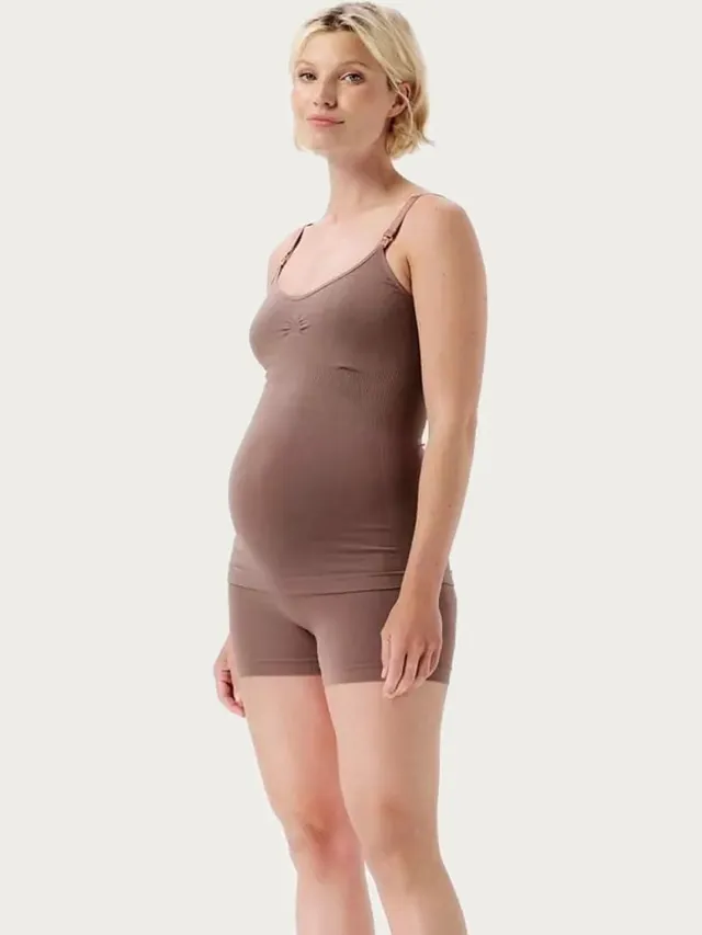 Noppies Lai Naadloze Sensil Zwangerschapsshort Hoog Deep Taupe