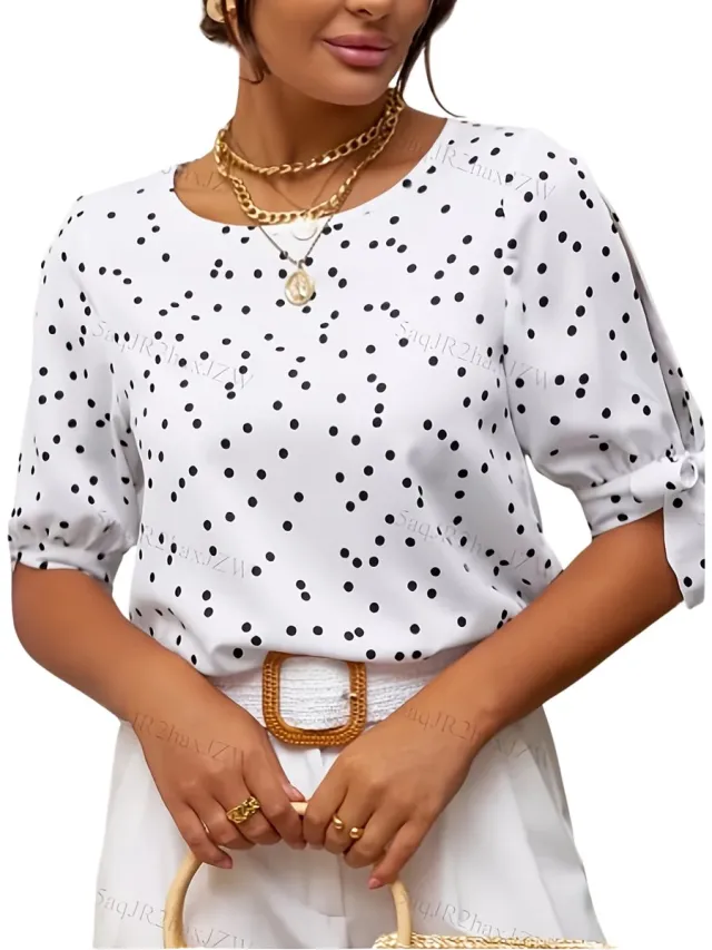 Currero Topje Dames Polkadots - Mouwloze Top - Singlet - Kleding - Shirt - Blouse - Kort - Volwassen - Wit