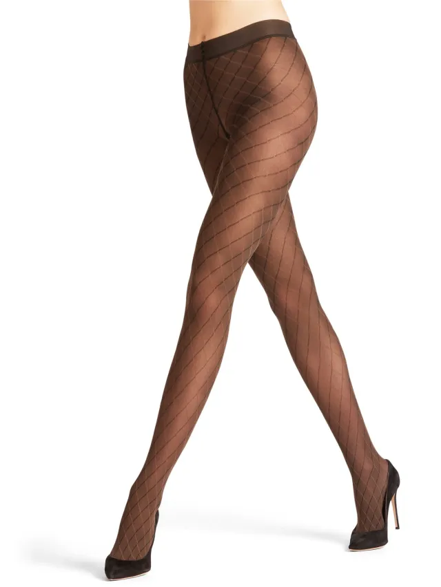 Falke Intrigue gedessineerd materiaal transparent 30 DEN panty dames bruin-M