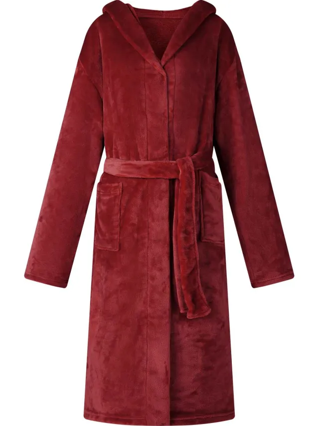 vidaXL Badjas Hoodie Bordeaux Rood XXXL Flanel