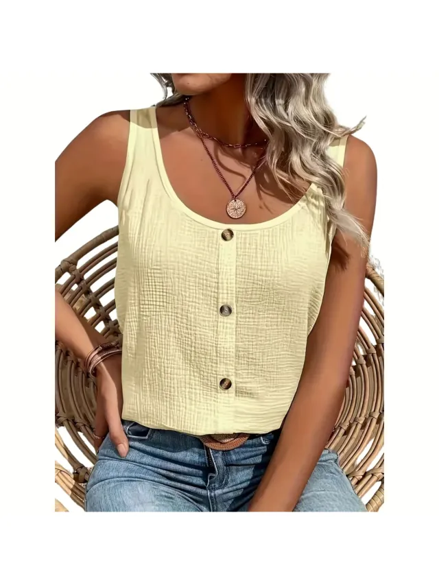 Currero Topje Dames - Top Kleding - Shirt - Blouse - Kort - Volwassen - Lichtgeel