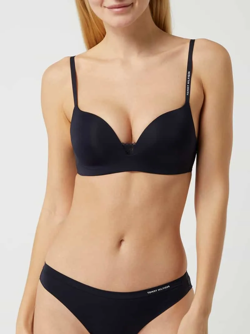 Tommy Hilfiger Beha met kant, model 'Tailored Comfort Wireless' Marineblauw