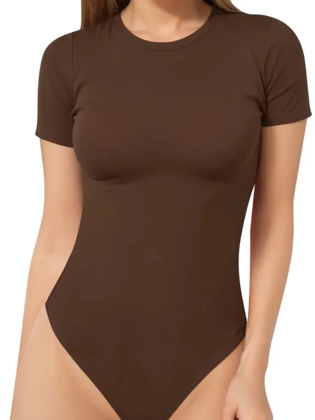 Bovista Bodysuit Dames - Jumpsuit - Corrigerend Ondergoed - Body plunge - Lingerie - Setje Vrouwen - Koffie