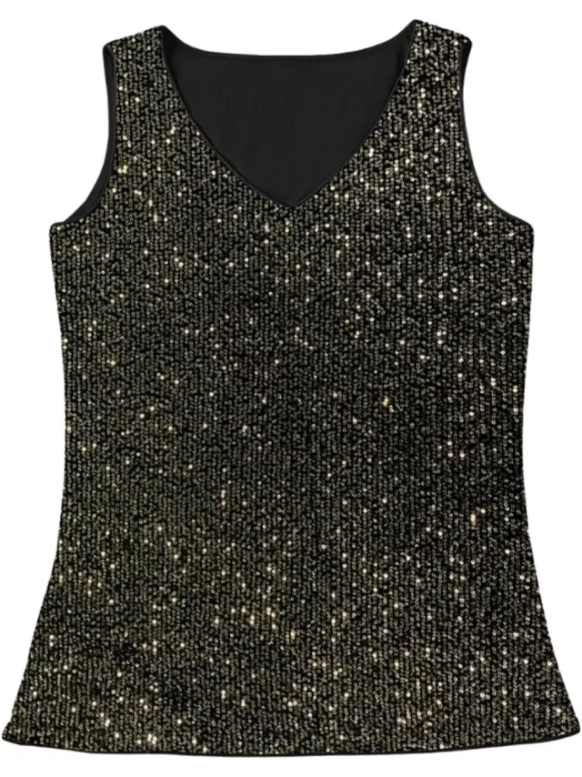 Livano Topje Dames - Kleding - Shirt - Blouse - Kort - Volwassen - Zwart/Goud