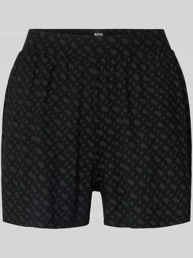 Boss regular fit pyjamashort van viscosemix model 'B LOGO SHORTS' BLACK