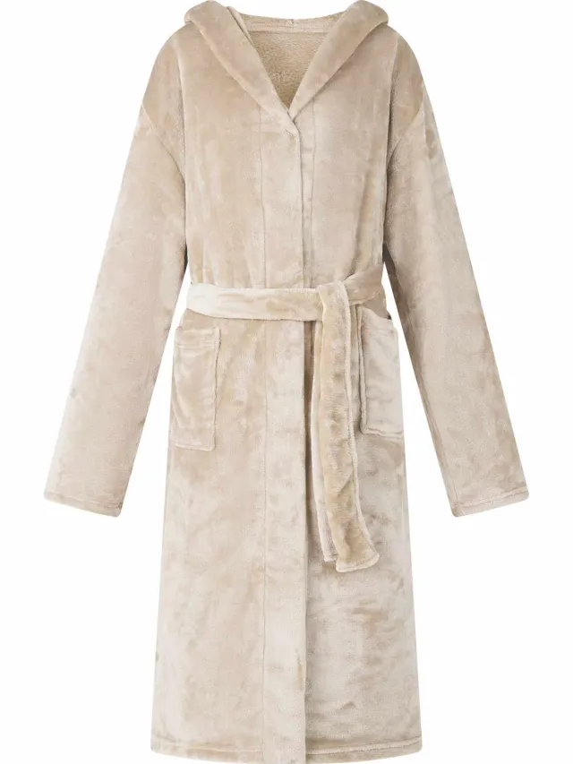 vidaXL Badjas Hoodie Beige XXXL Flanel