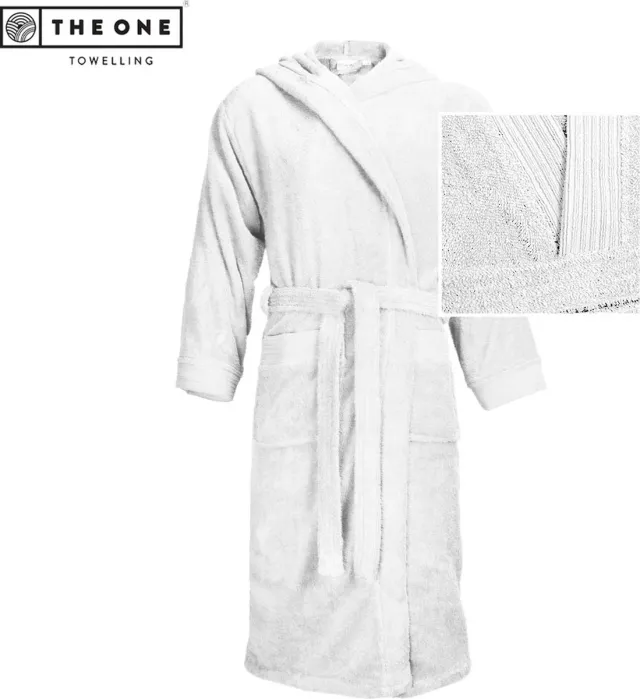 The One Towelling Badjas - Zachte kamerjas met capuchon - Vocht absorberend - 100% Gekamd badstofkatoen - Wit