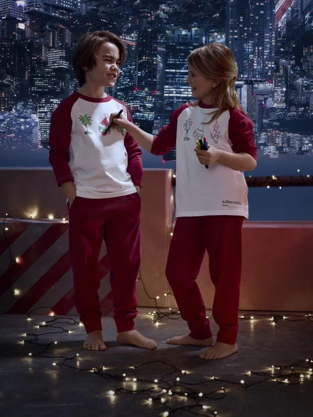 Björn Borg Bjorn Borg Pyjama Set Met Stiften Santa-116 Wit, Bordeaux