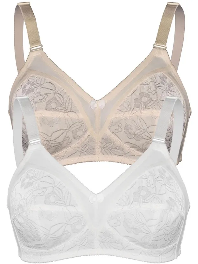 Sassa Verpakking van 2 Zachte BH GLANZEND JACQUARD Witte champagne
