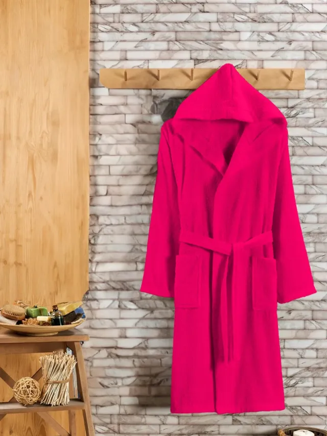 Nestly Dames Heren - Badjas - Ochtendjas - Fushia - Badstof