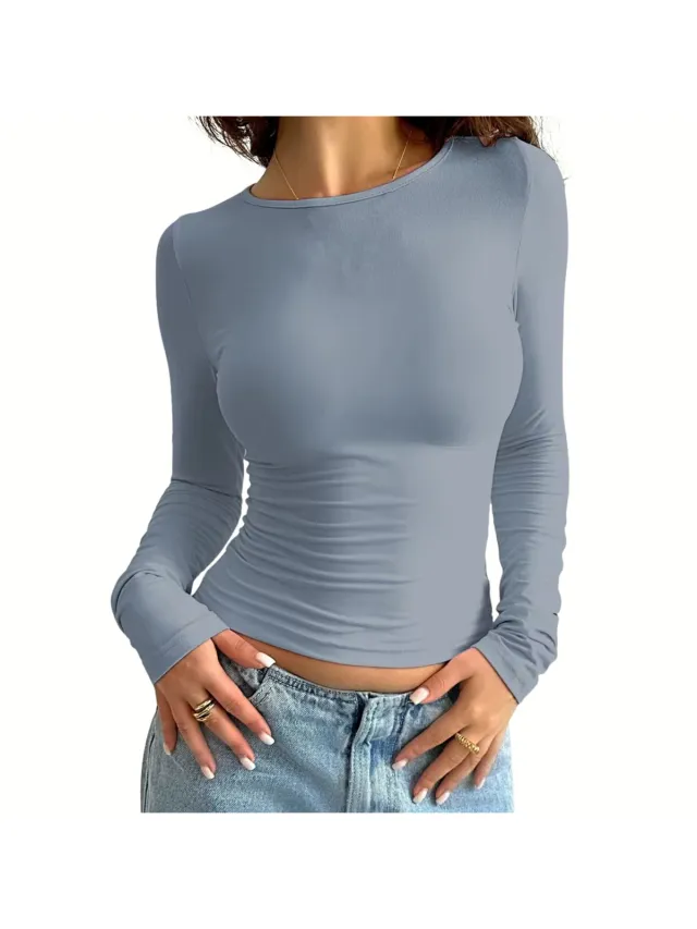 Currero Topje Dames - Top Kleding - Shirt - Blouse - Kort - Volwassen - Staalblauw Helder Staalblauw