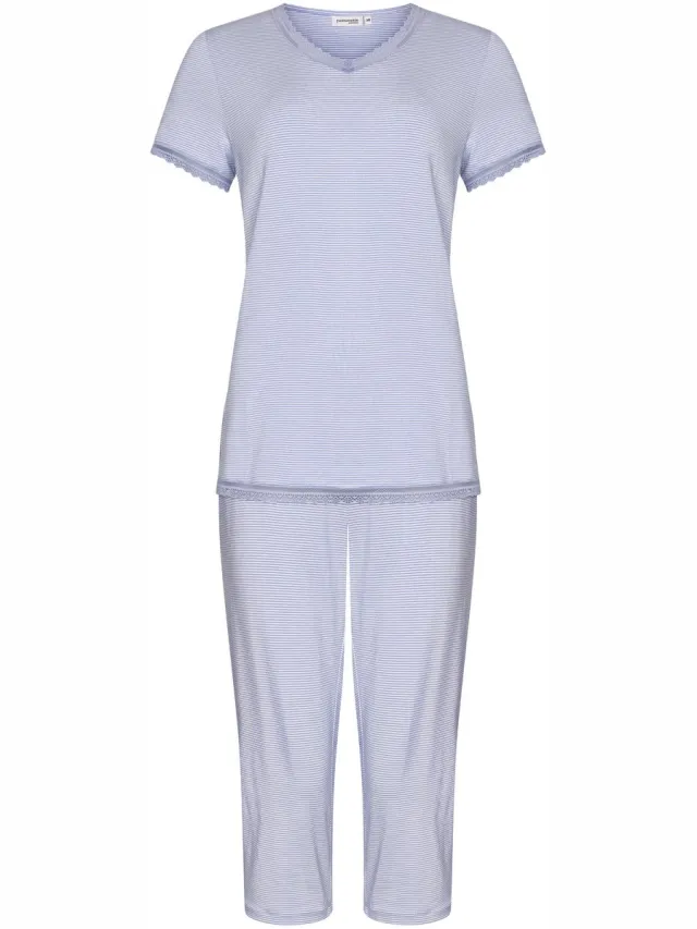Pastunette Premium Pyjama Soft Sketches - Viscose - Blauw