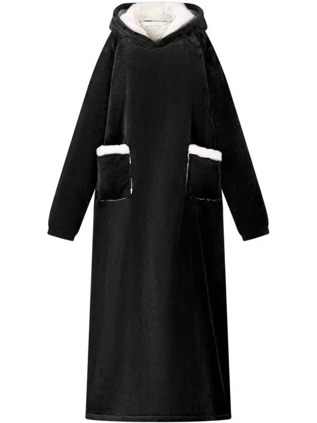 vidaXL Deken hoodie Zwart L Fleece en Flanel