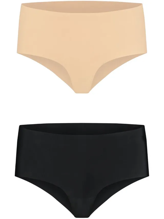 Bye Bra 2-pack katoenen hoge slip Beige/Black