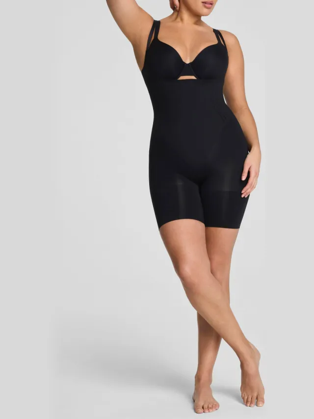 SPANX SPANXsculpt™ GoFigure seamless sterk corrigerende bodysuit Open Bust Mid Thigh zwart, foto 3