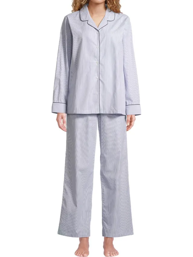 Seidensticker Dames pyjama Web zen blue