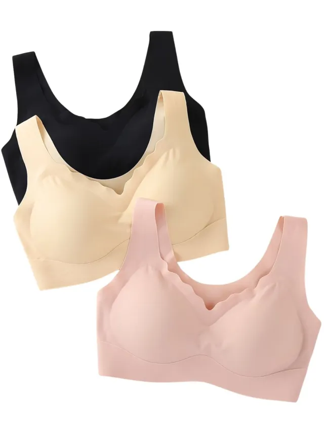 Currero BH Zonder Beugel - Strapless - Zonder Bandjes - Met Voorsluiting - Push-up Bh's - Comfort Beha - Comfortabel - Grote Sluiting - Roze + Beige + Zwart