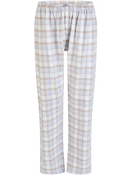 By Louise Dames pyjama set flanel lang met knoopsluiting blauw/wit geruit, foto 2