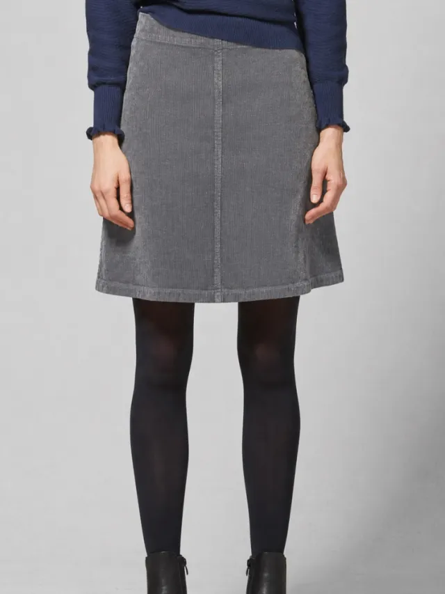 HempAge dames vegan Rok A-Lijn Corduroy Steengrijs