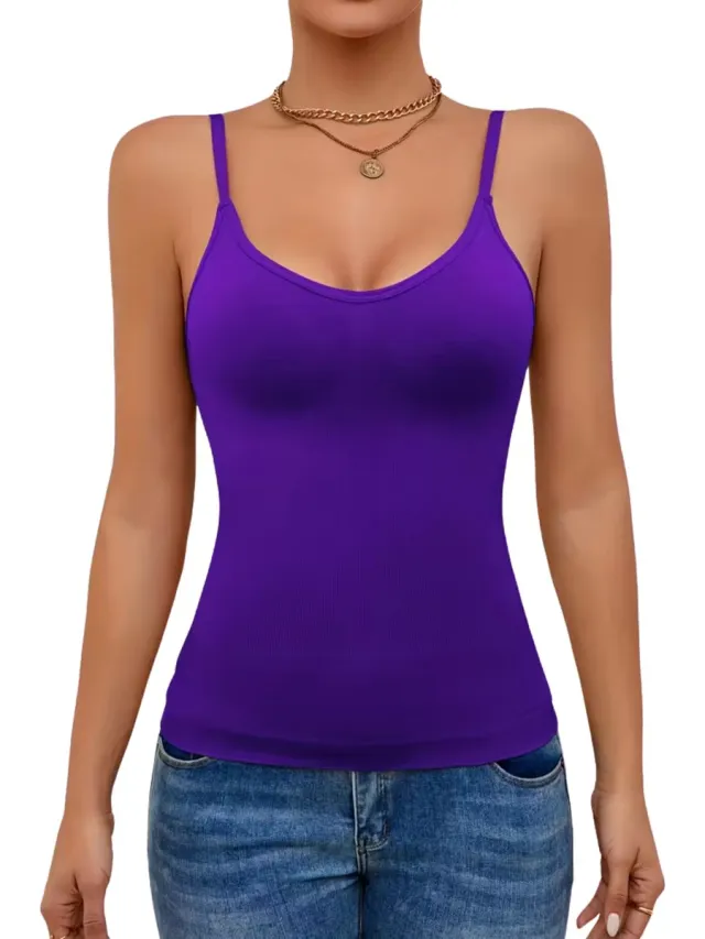 Currero Topje Dames - Top Kleding - Shirt - Blouse - Kort - Volwassen - Donkerpaars Donker paars