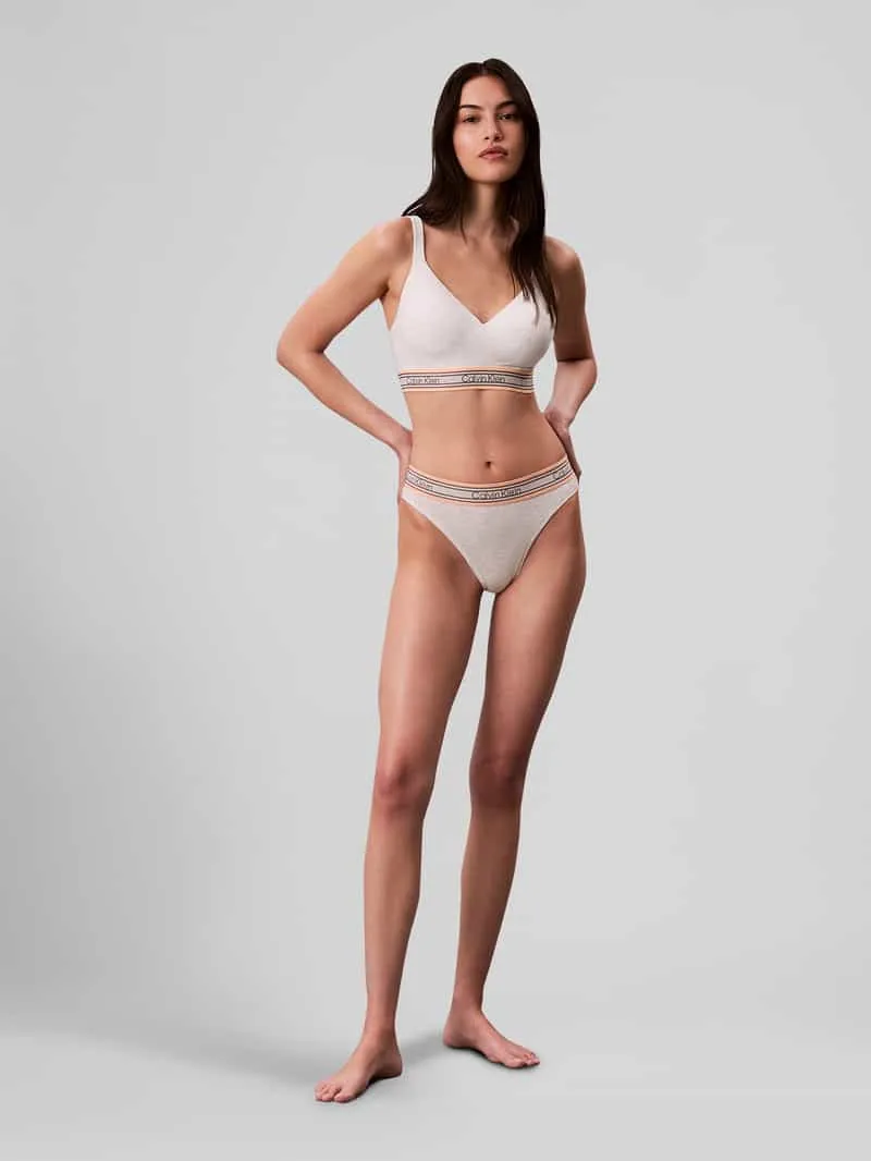 Calvin Klein Bralette van katoenmix met logo in band lichtgrijs gemêleerd, foto 4