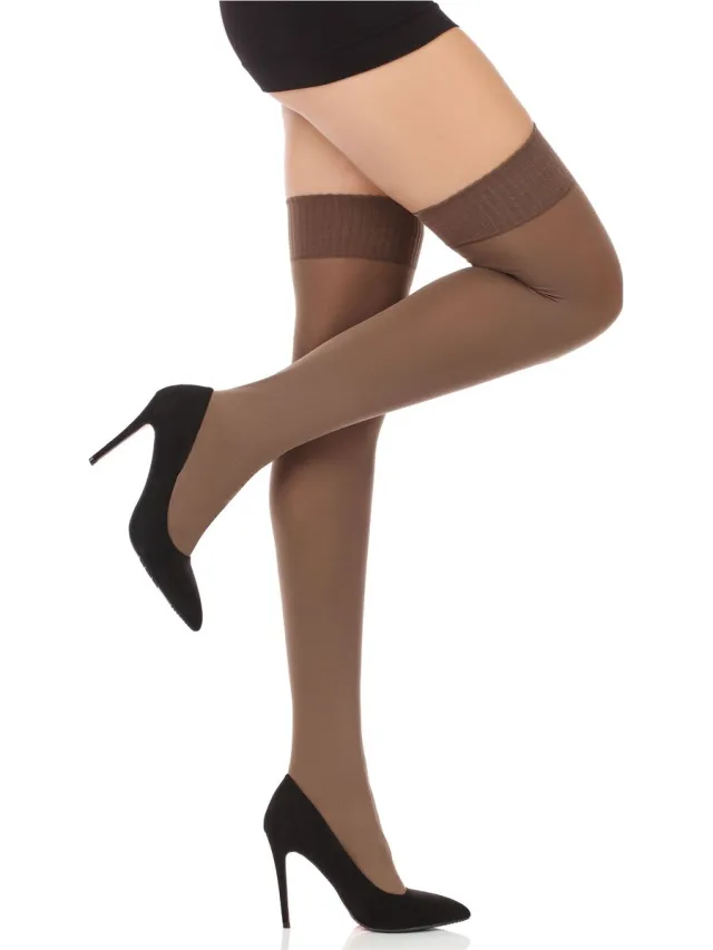 Merry Style MS-SS-T8002 Dames Panty - 40 DEN- Overkniekousen - Polyamide - Avana - Universeel Formaat