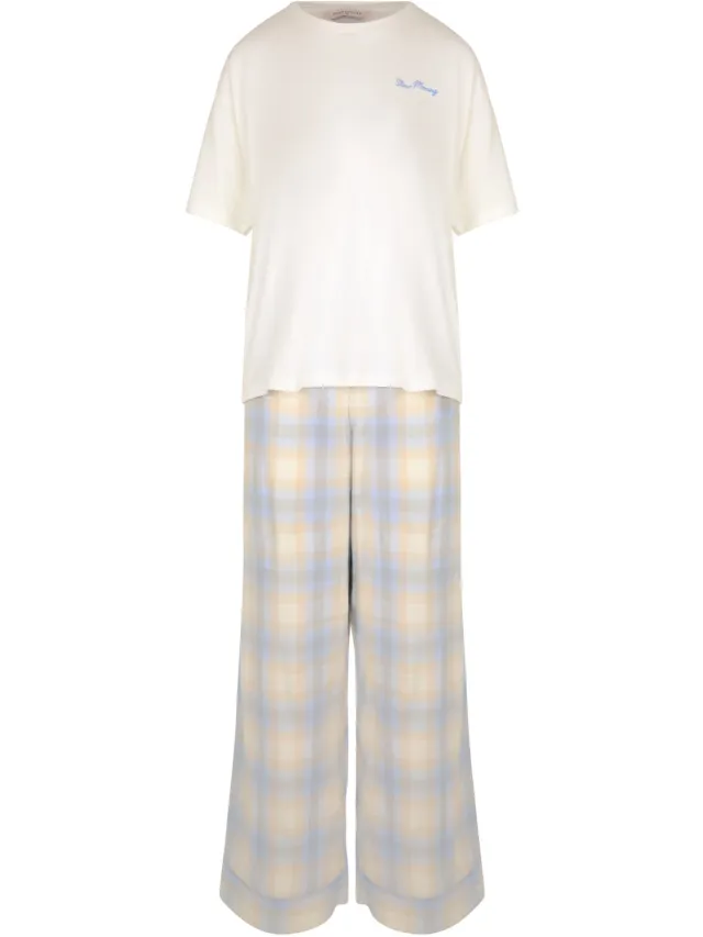 Hunkemöller Pyjama Set Check Blauw