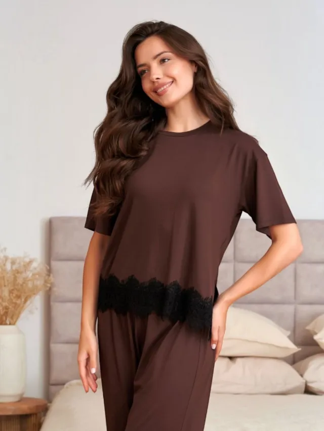 Doctor Nap Viscose Pyjama Dames Chocolatte PW.7536 42 / Bruin