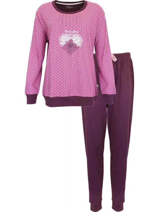 Tenderness Dames Pyjama - Lange Mouwen - Donker Roze