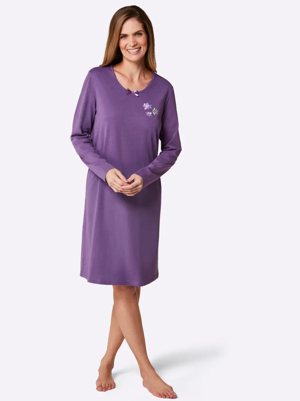 slaapshirt lila roze/lila bedrukt + lila