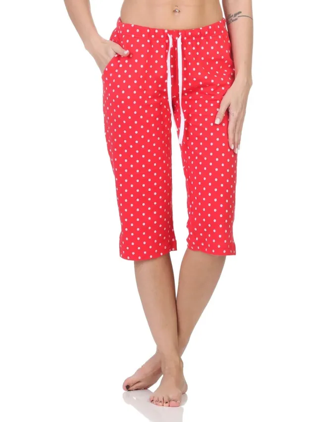 Normann Dames pyjama Capri broek 3/4 lengte - Mix & Match - perfect te combineren punkte_pink