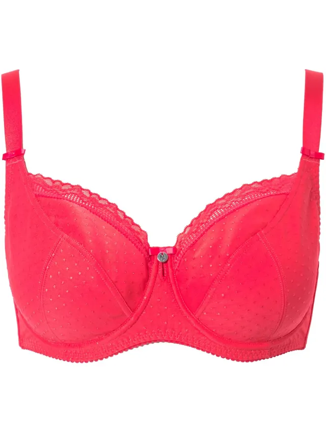Ulla Popken Dames - Beugelbeha jacquard kanten rand - Roze