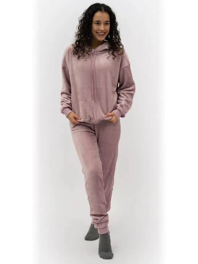 Apollo dames huispak Fleece - Loungeset - Roze