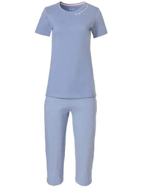 By Louise Dames capri korte pyjama set 3/4 Blauw
