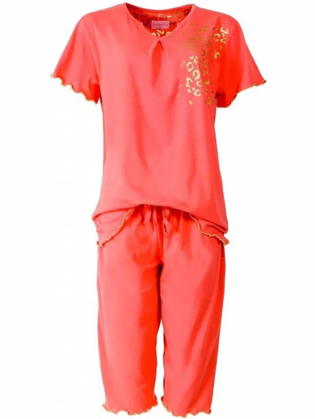 Irresistible Dames Pyjama - 3/4 broek - V Hals - Oranje