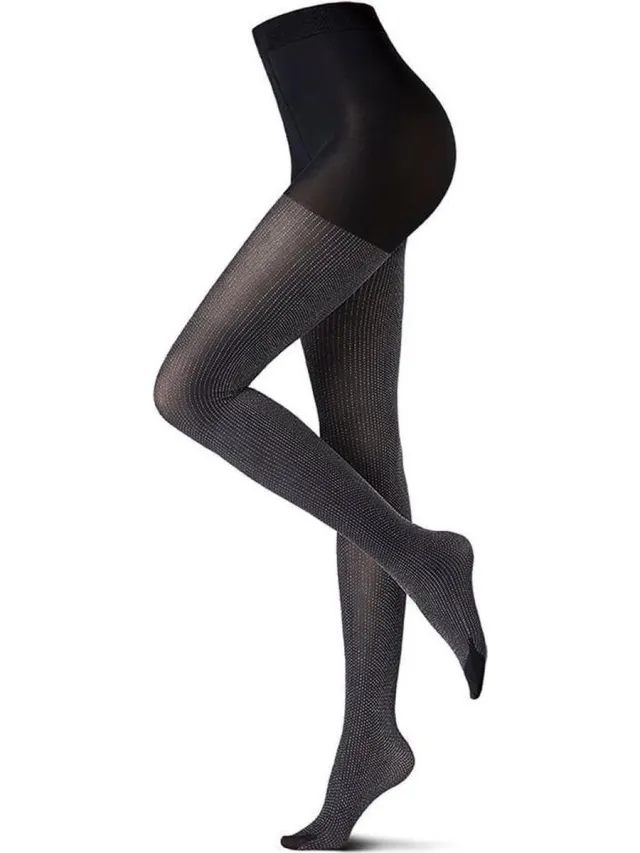 Oroblu bright patterns abstract 50 den panty maat S/M black/pinetripe zwart